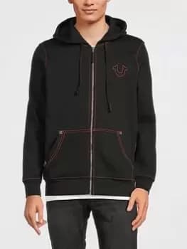 TRUE RELIGION Big T Zip Through Hoodie - Black Size M Men