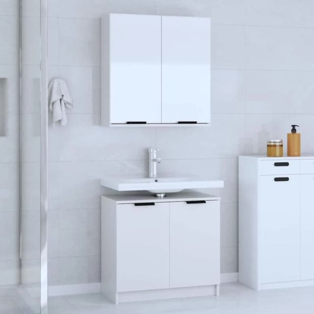 VIDAXL 2 Piece Bathroom Cabinet Set White Engineered Wood Vidaxl 8720287123200