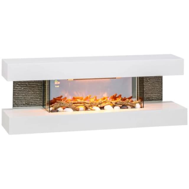 HOMCOM HOMCOM 2000W Wall Mounted Electric Fireplace, Freestanding, 2000W, White White One Size Unisex 5061025077496
