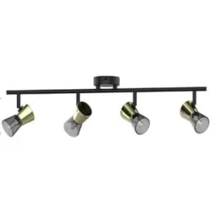 Zumaline Cento Ceiling Spotlight Bar, Matt Black, Gold, 4x G9