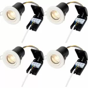 4 pack Recessed Fixed Ceiling Downlight - 50W GU10 Reflector - Matt White