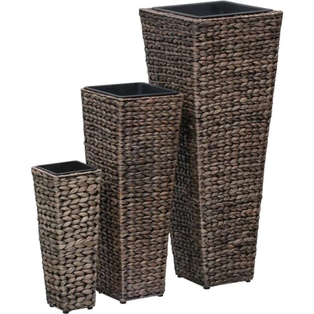 VIDAXL Raised Beds 3 pcs Water Hyacinth Dark Brown vidaXL 8718475727422