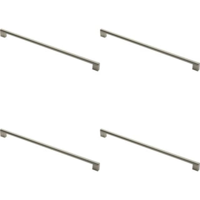 Loops 4x Round Bar Pull Handle 488 x 14mm 448mm Fixing Centres Satin Nickel & Steel Metallics unisex