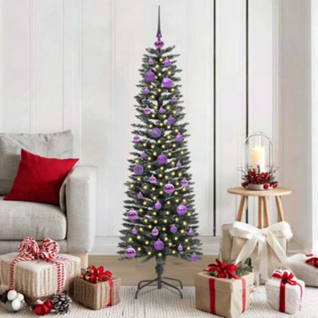 vidaXL Artificial Christmas Tree with 150 LEDs, Lilac Balls Green 43 x 43 x 150 cm, Green 3395934
