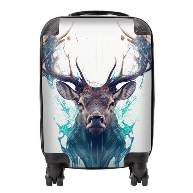 Warren Reed - Designer Stag Face Splashart Suitcase in White Size: Large White Unisex Large