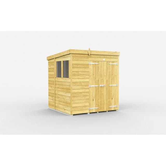 Buttercup Farm 6 x 6 Feet Pent Shed - Double Door W/ Windows - L178 x W185 x H201cm in Brown Brown Unisex