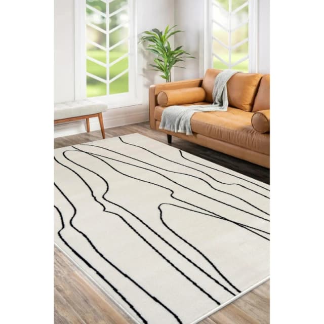 Homemaker Maestro Linear Rug Monochrome White unisex 120x160cm