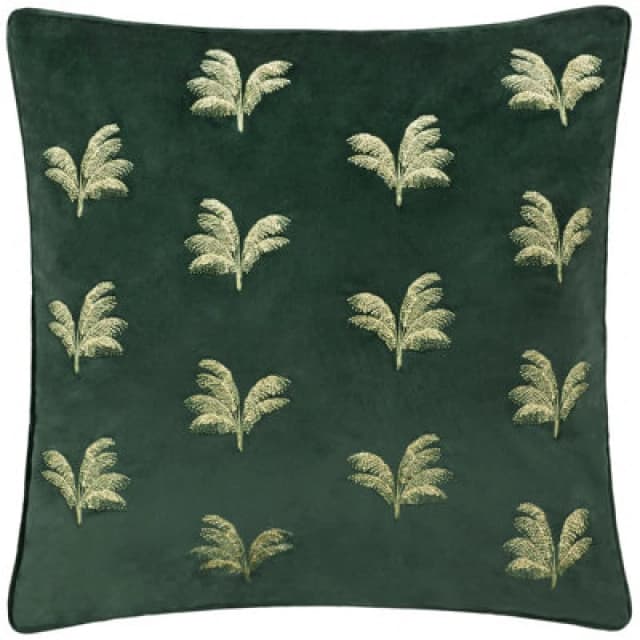 Paoletti Paoletti Guilded Palms Embroidered Cushion in Emerald Size: 45cm x 45cm Emerald 45cm x 45cm Unisex 5025532847362