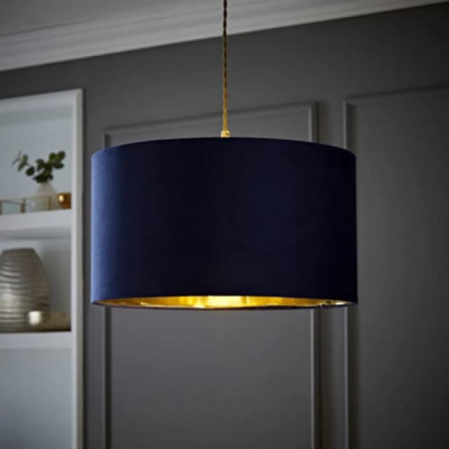 ValueLights ValueLights Reni Navy Velvet with Metallic Gold Inner Easy Fit Ceiling Lamp Shade in Dark Navy Size: Large Dark Navy Large Unisex 501652