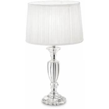 Ideal Lux Kate - 1 Light Table Lamp Chrome, Crystal with Round Shade, E27