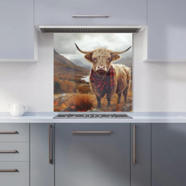 Warren Reed - Designer Autumnal Highland Cow Kitchen Splashback W600Mm X H600Mm, Multi WR01255-P450