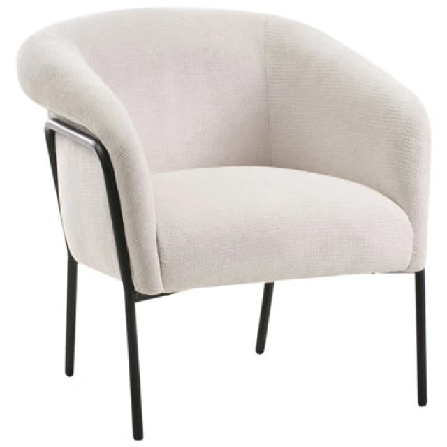 Beliani Fabric Armchair Light Beige Krossen