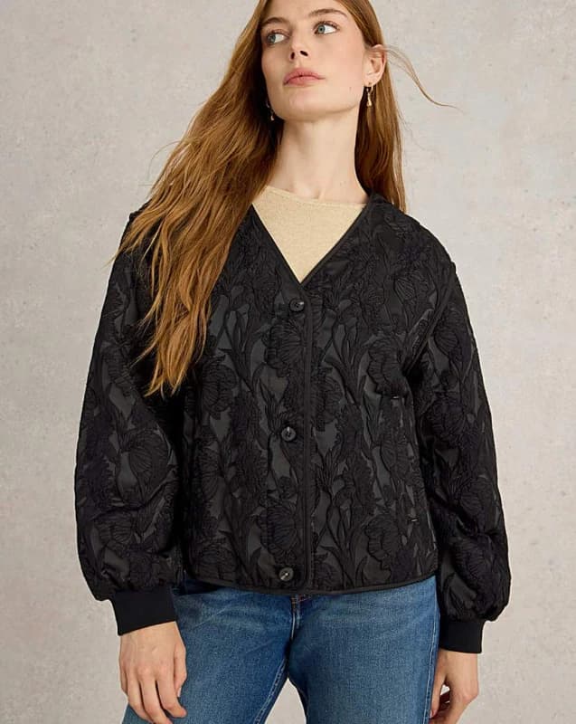 White Stuff White Stuff Bella Jacquard Jacket Black Female M CK66802