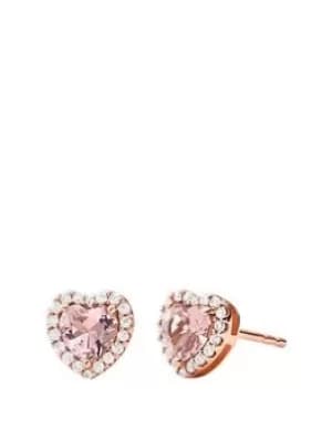 Michael Kors Premium Ladies Heart Stud Earring Sterling Silver, Rose Gold, Women