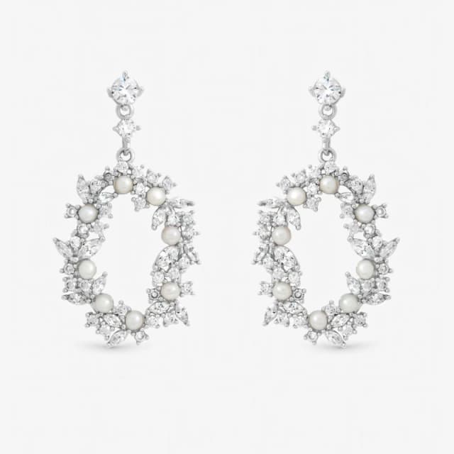 Jon Richard Crystal and Freshweater Pearl Open Earrings Stud Earrings One Size Silver 71743611000
