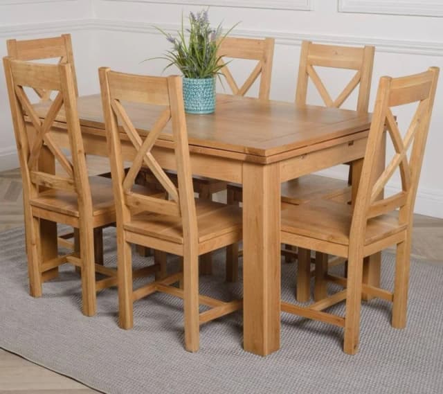 Thats Furniture Richmond 140-220cm Oak Extending Dining Table & 6 Berkeley Chairs in Brown Brown Unisex