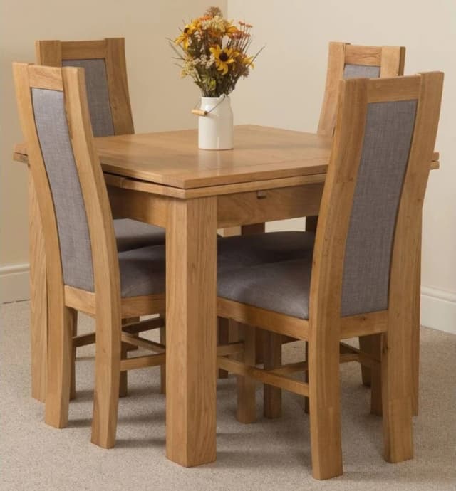 Thats Furniture Richmond 90-150cm Square Oak Extending Dining Table & 4 Stanford Chairs in Brown Brown Unisex