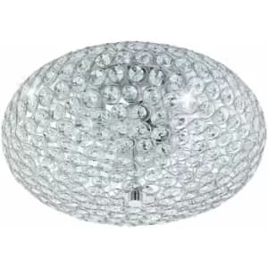Loops - Flush Ceiling Light Colour Chrome Plated Shade Clear Crystal Bulb E27 2x60W