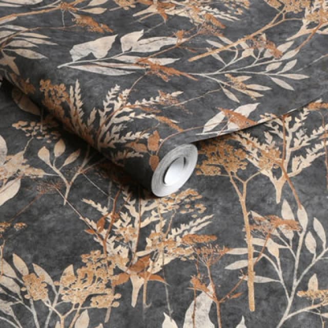 Superfresco Easy Solstice Black Gold Floral Wallpaper