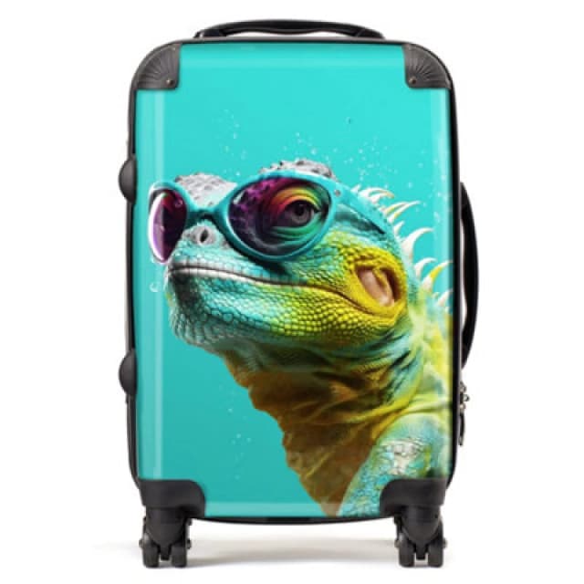 Warren Reed Designer Splashart Iguana Wearing Glasses Suitcase - Cabin