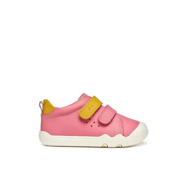 Geox Kids Steppieup Leather Lightweight Trainers pink/yellow Baby 20 (3.5 to 4);21 (4.5);22 (5 to 5.5);23 (6);24 (7);25 (7.5 to 8);26 (8.5);27 (9 to 9