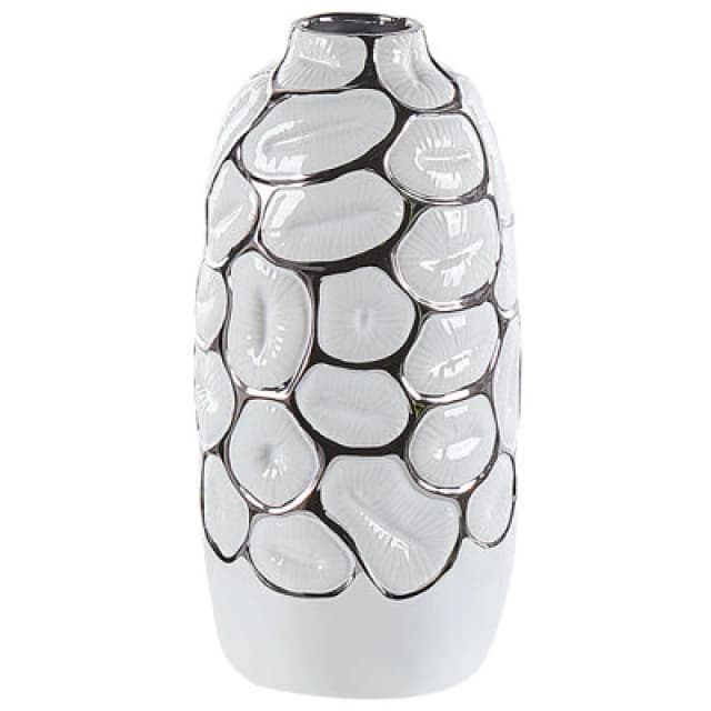 Beliani Decorative Vase Cenabum Stoneware 34cm White