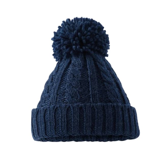 Beechfield Beechfield Men Melange Cable Knit Beanie in Navy Navy One Size Male 5063425902323