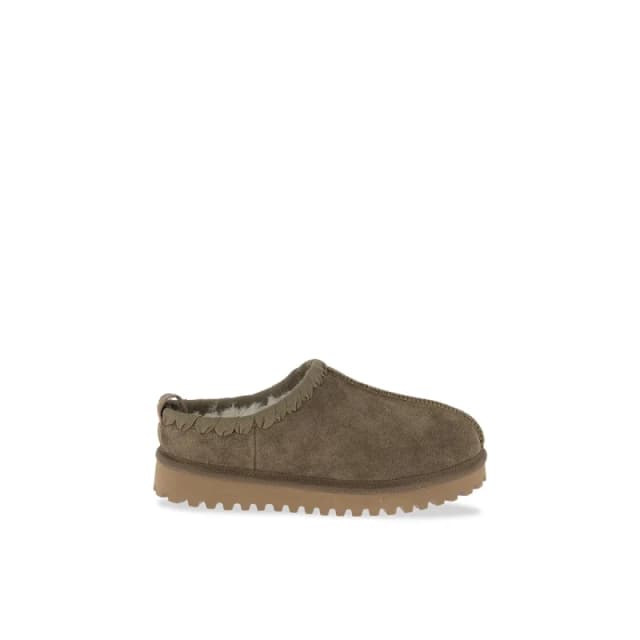 LES TROPEZIENNES PAR M.BELARBI Chapka Suede Mules with Faux Fur Lining Khaki Women 36 (3.5);41 (7);40 (6.5);39 (5.5 to 6);38 (5);37 (4)