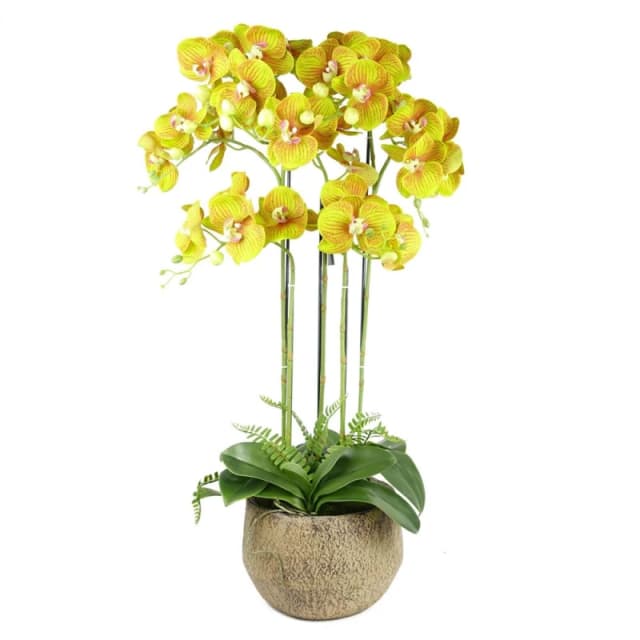 Leaf Large Orchid Artificial Yellow 41 REAL TOUCH flowers Botanik Green unisex