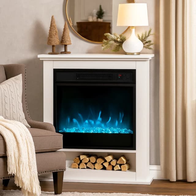 HOMCOM HOMCOM 1800W White Electric Fire with Remote & Timer for Living Room White One Size Unisex 5063603708341