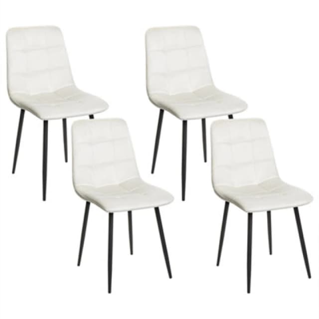 Beliani Set Of 4 Dining Chairs Powell Velvet Off-White