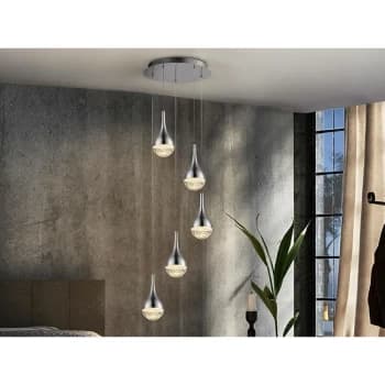 Schuller Elie - Integrated LED Crystal Cluster Drop Ceiling Pendant Chrome Bubble Effect