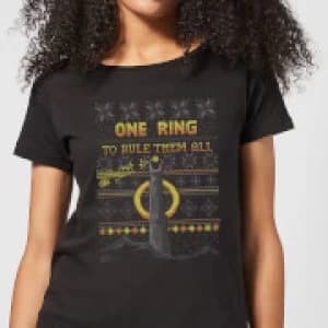 Lord Of The Rings One Ring Womens Christmas T-Shirt - Black