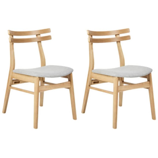 Beliani Set Of 2 Dining Chairs Cynthiana Wood Light Grey