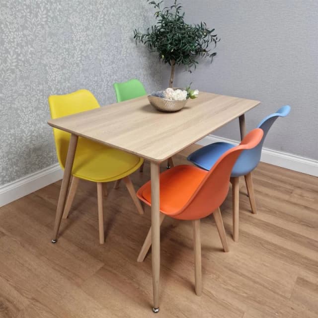KOSY KOALA Table Set with 4 Mix color Dining Chairs Kitchen Dining Room Furniture in Beige Size: 120cm x 70cm Beige Unisex 120cm x 70 cm