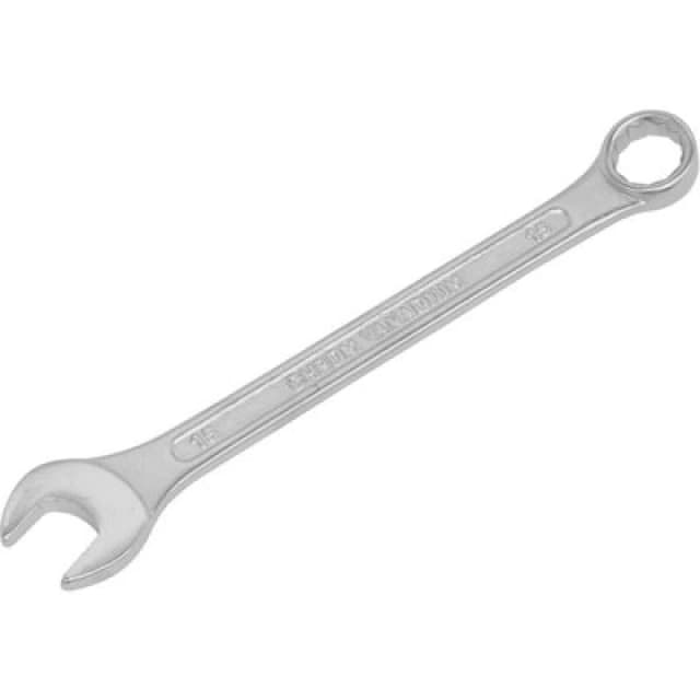 Loops 15mm Combination Spanner - Fully Polished Heads - Chrome Vanadium Steel Metallics