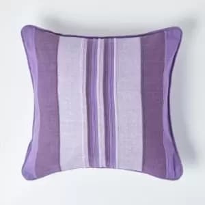 Cotton Striped Mauve Cushion Cover Morocco , 45 x 45cm - Purple - Homescapes