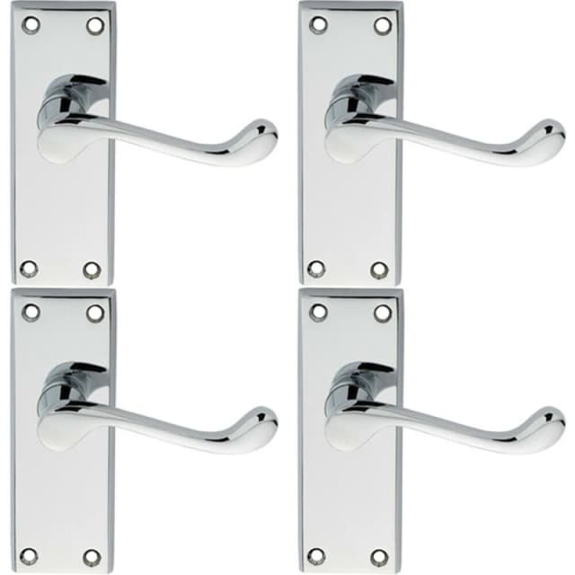 Loops 4x PAIR Victorian Scroll Lever on Short Latch Backplate 118 x 43mm Chrome Multi