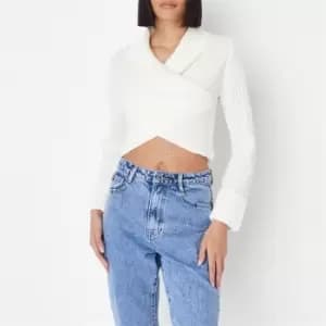 Missguided Wrap Front Knit Jumper - White