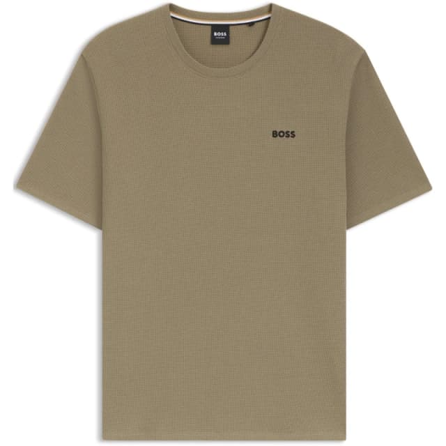 Boss Mens Waffle T-Shirt, Structured Design Regular Fit T-Shirts Small Brown 58380905350