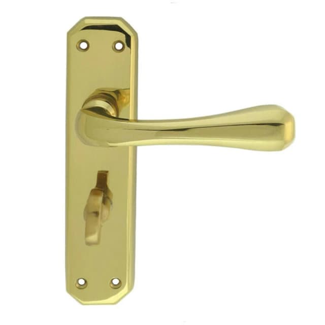 Loops PAIR Heavy Duty Lever on Angular Bathroom Backplate 180 x 40mm Polished Brass Metallics