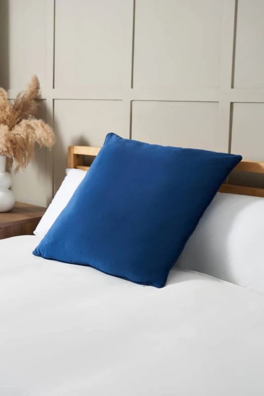 BHS Large Velour Piped Cushion in Navy Navy Unisex