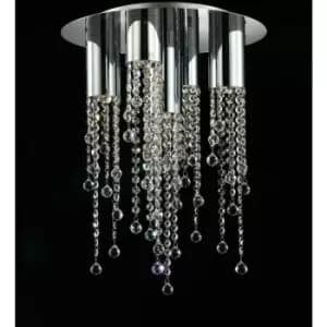 Italux Lighting - Italux Larix - Classic Flush Ceiling Light Chrome 5 Light with Crystal Shade, GU10