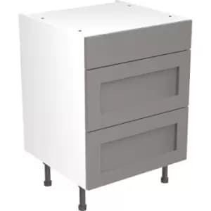 Kitchen Kit Flatpack Shaker Kitchen Cabinet Base 3 Drawer Unit Ultra Matt 600mm in Dust Grey MFC