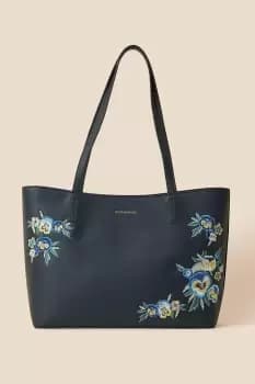 Floral Embroidered Tote Bag