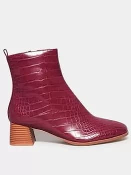 Long Tall Sally Block Heel Boot Croc Wine, Red, Size 9, Women