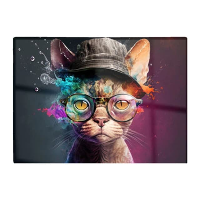Warren Reed Designer Devon Rex Cat With Hat Splashart Chopping Board
