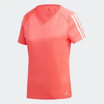 adidas Womens Run It 3-Stripes T-Shirt - Pink