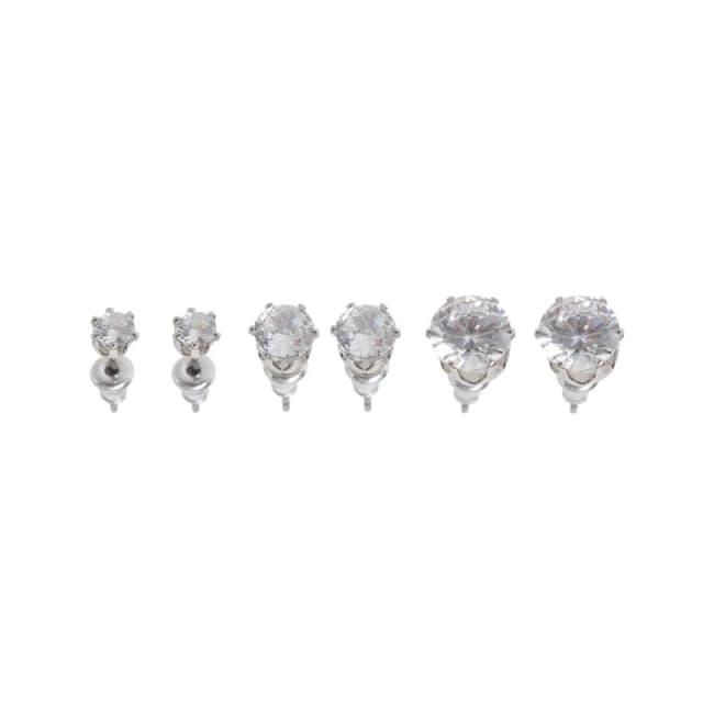 Miso 3 Pack Crystal Stud Earring - Silver Silver One Size