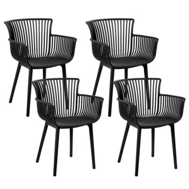 Beliani Set Of 4 Garden Chairs Pesaro Black